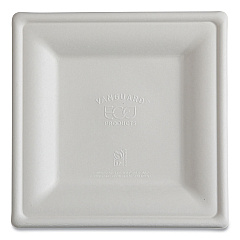 Eco-Products Vanguard Renewable and Compostable Sugarcane Plates, 10 x 10, White, 250/Carton (EPP023NFA)