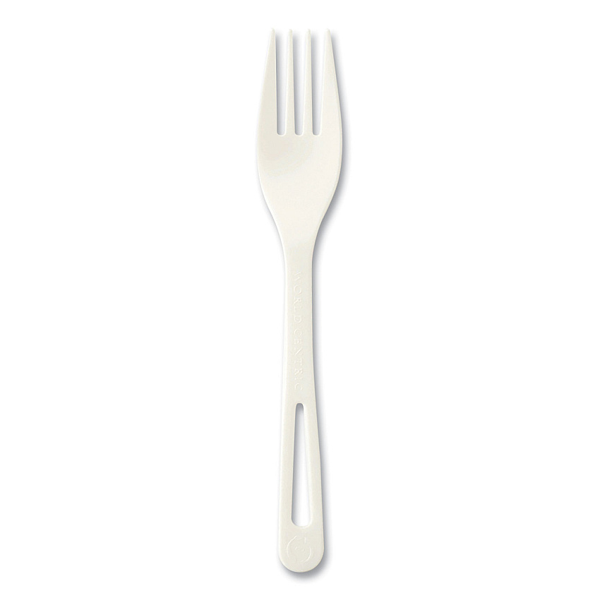 World Centric Cutlery Dispenser Refills, Fork, Plastic, White, 100/Bag, 10 Bags/Carton (FOPS6DP)