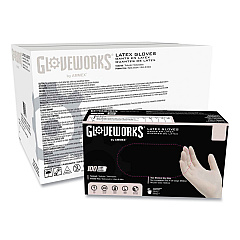 GloveWorks by AMMEX Latex Disposable Gloves, Powder-Free, 4 mil, Small, Ivory, 100 Gloves/Box, 10 Boxes/Carton (TLF42100)