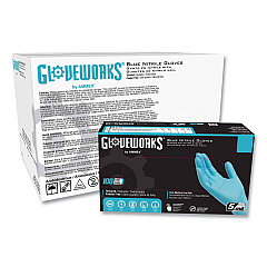 GloveWorks by AMMEX Industrial Nitrile Gloves, Powder-Free, 5 mil, Blue, X-Large, 100 Gloves/Box, 10 Boxes/Carton (INPF48100)