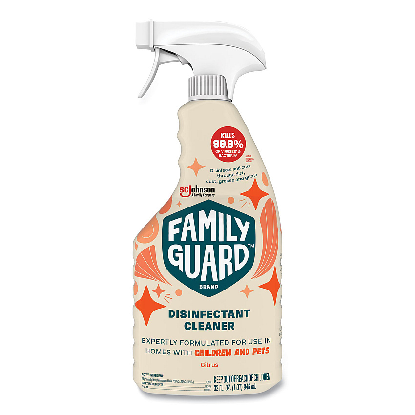 FamilyGuard Disinfectant, Citrus Scent, 32 oz Trigger Bottle, 8/Carton (327159)