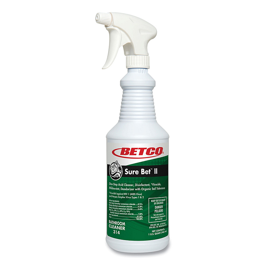 Betco Sure Bet II Foaming Disinfectant, Citrus Floral Scent, 32 oz Bottle, 12/Carton (3141200)