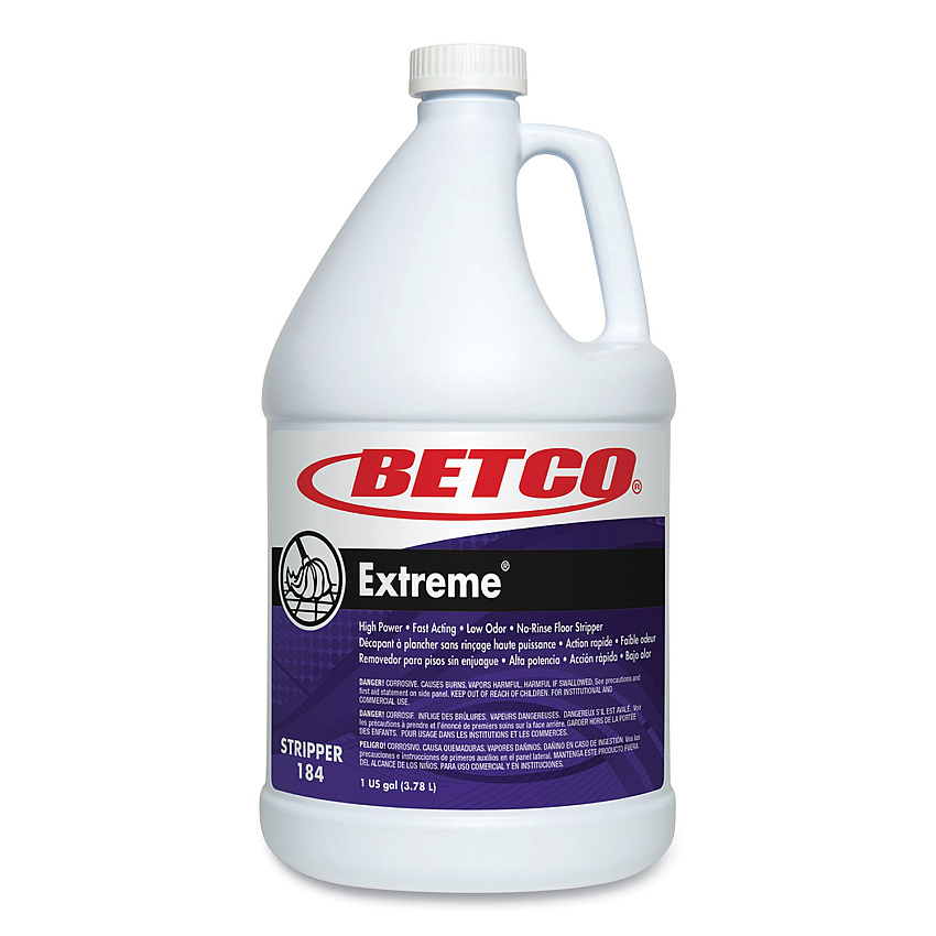 Betco Extreme Floor Stripper, Lemon Scent; 1 gal Bottle, 4/Carton (1840400)