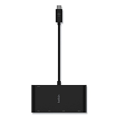 Belkin USB-C Multimedia + Charge Adapter, 4K HDMI; USB-A; USB-C; VGA, 4.9 ft, Black (AVC004BKBL)