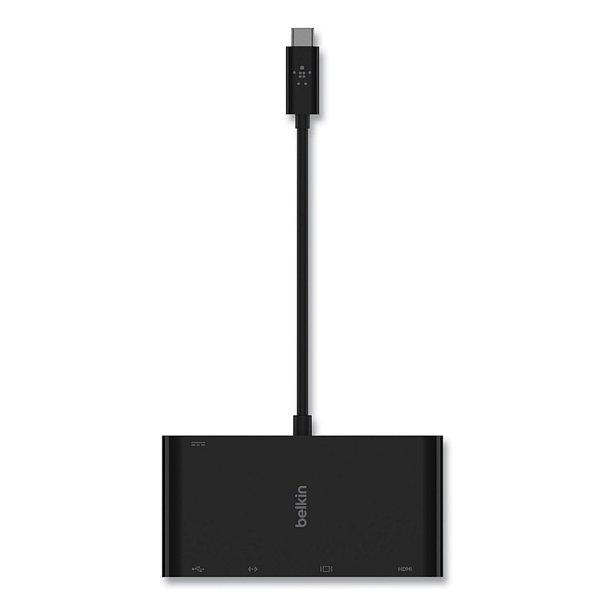 Belkin USB-C Multimedia + Charge Adapter, 4K HDMI; USB-A; USB-C; VGA, 4.9 ft, Black (AVC004BKBL)
