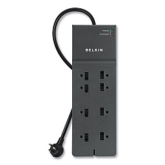 Belkin Home/Office Surge Protector, 8 AC Outlets, 8 ft Cord, 2,500 J, Black (BE10800008CM)