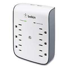 Belkin SurgePlus USB Wall Mount Charger, 6 AC Outlets/2 USB Ports, 900 J, White/Black (BSV602TT)