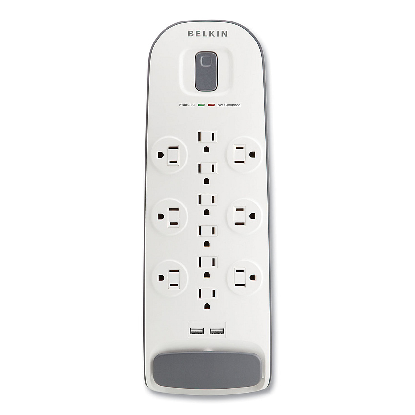 Belkin Home/Office Surge Protector, 12 AC Outlets, 6 ft Cord, 3,996 J, White/Black (BV11205006)
