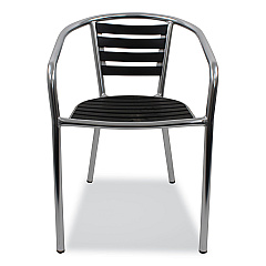 JMC Furniture Pinzon Series Chairs, Support Up to 300 lb, 18" Seat Height, Black/Silver Seat, Black/Silver Back, Silver Base (PINACBLK)