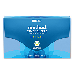 Method Dryer Sheets, Fresh Air, 80/Box, 6 Boxes/Carton (318048)