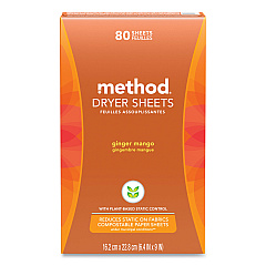 Method Dryer Sheets, Ginger Mango, 80/Box, 6 Boxes/Carton (318049)