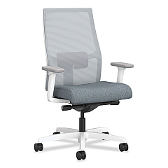 HON Ignition 2.0 4-Way Stretch Mid-Back Task Chair, Supports 300 lb, 17" to 21" Seat Height, Basalt Seat, Fog Back, White Base (I2M2AFA25RDW)