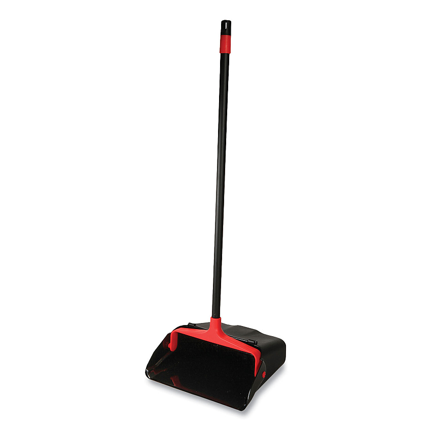 O-Cedar Commercial Maxi-Plus Lobby Dust Pan with Rear Wheels, 13 x 35, 30" Handle, Plastic, Black, 6/Carton (CB962082)