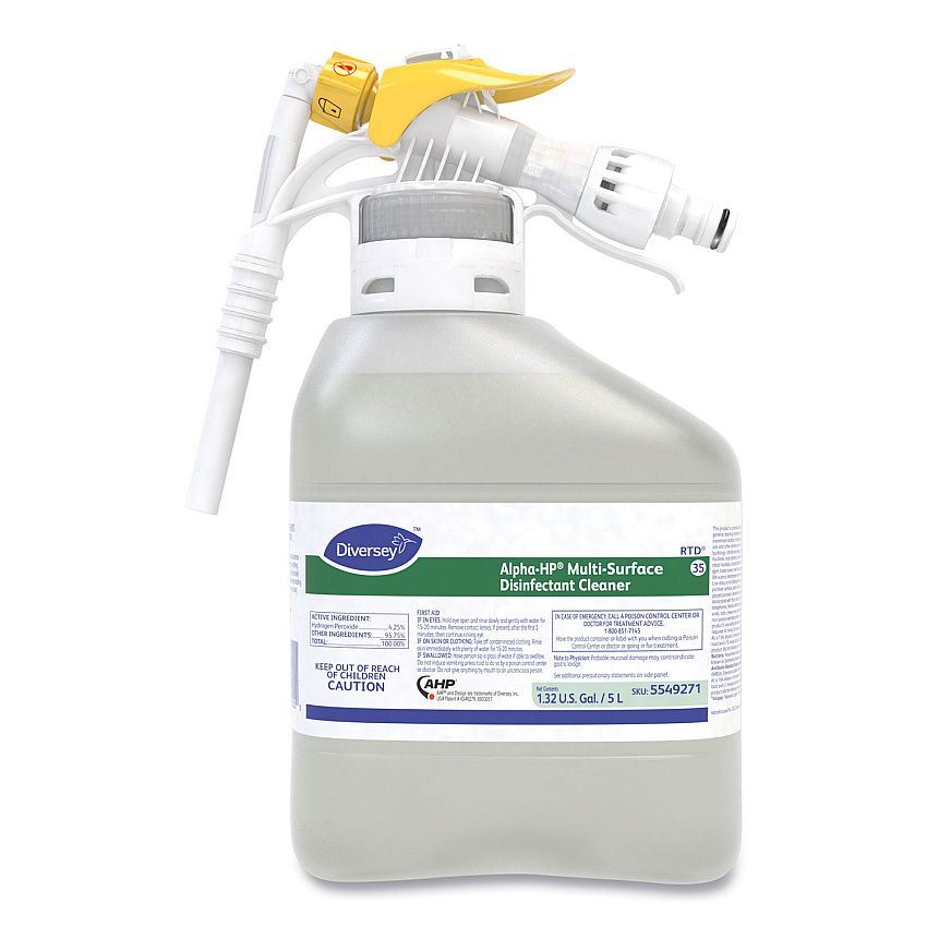 Diversey Alpha-HP Concentrated Multi-Surface Cleaner, Citrus Scent, 5,000 mL RTD Bottle (5549271)