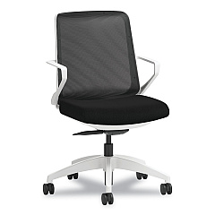HON Cliq Office Chair, Supports Up to 300 lb, 17" to 22" Seat Height, Black Seat, Black Back, White Base (CLQIMCU10DW)