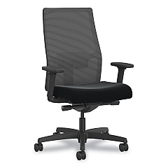 HON Ignition 2.0 4-Way Stretch Mid-Back Mesh Task Chair, Gray Adjustable Lumbar Support, Black (I2MM2AMC10TT)