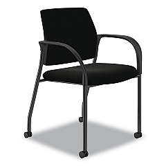 HON Ignition Series Guest Chair with Arms, Polyurethane Fabric Seat, 25" x 21.75" x 33.5", Black (IS109HUR10)