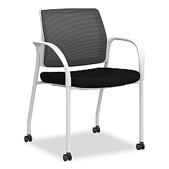 HON Ignition Series Mesh Back Mobile Stacking Chair, Fabric Seat, 25 x 21.75 x 33.5, Black/White (I2S6FHFC10K7)