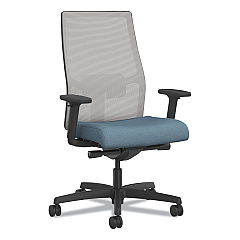 HON Ignition 2.0 4-Way Stretch Mid-Back Task Chair, Black Adjustable Lumbar Support, Carolina Seat, Fog Back, Black Base (I2MM2AFH21BT)