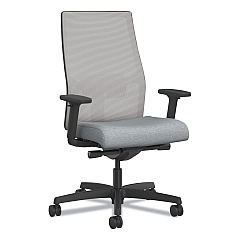 HON Ignition 2.0 4-Way Stretch Mid-Back Mesh Task Chair, White Adjustable Lumbar Support, Cloud Seat, Fog Back, White Base (I2MM2AFH18BT)