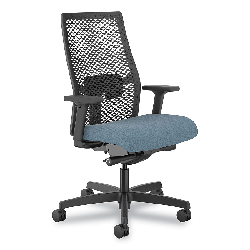 HON Ignition 2.0 Reactiv Mid-Back Task Chair, 17.25" to 21.75" Seat Height, Blue Fabric Seat, Black Back (I2MR2ASH21NT)