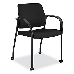 HON Ignition Series Guest Chair with Arms, Polyester Fabric Seat, 25" x 21.75" x 33.5", Black (IS109HCU10)