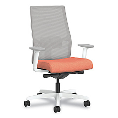 HON Ignition 2.0 4-Way Stretch Mid-Back Mesh Task Chair, White Lumbar Support, Passion Fruit Seat, Fog Back, White Base (I2MM2AFH02WX)