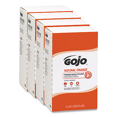 GOJO NATURAL ORANGE Pumice Hand Cleaner Refill, Citrus Scent, 2,000mL, 4/Carton (7255)