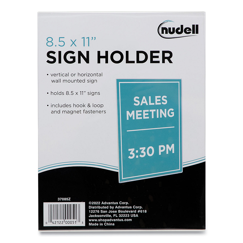 NuDell Clear Plastic Sign Holder, All-Purpose, 8.5 x 11 (37085Z)
