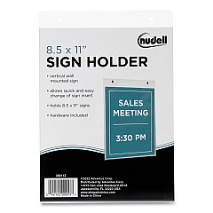 NuDell Clear Plastic Sign Holder, Wall Mount, 8.5 x 11 (38011Z)