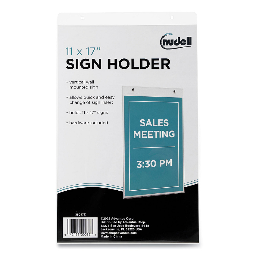 NuDell Clear Plastic Sign Holder, Wall Mount, 11 x 17 (38017Z)