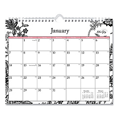 Blue Sky Analeis Wall Calendar, Analeis Floral Artwork, 11 x 8.75, White/Black/Coral Sheets, 12-Month (Jan to Dec): 2023 (100028)