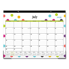 Blue Sky Teacher Dots Academic Desk Pad, 22 x 17, Black Binding, Clear Corners, 12-Month (July to June): 2022 to 2023 (105496)