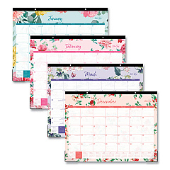 Reflections Desk Pad Calendar, Floral Artwork, 22 x 17, Assorted Sheet Colors, Black Headband, 12-Month (Jan to Dec), 2024