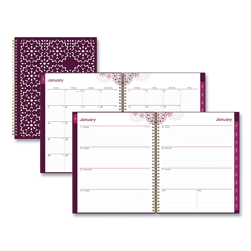 Blue Sky Gili Weekly/Monthly Planner, Gili Jewel Tone Artwork, 11 x 8.5, Plum Cover, 12-Month (Jan to Dec): 2023 (117889)