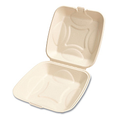 Boardwalk Bagasse PFAS-Free Food Containers, 1-Compartment, 9 x 9 x 3.19, Tan, Bamboo/Sugarcane, 100/Sleeve, 2 Sleeves/Carton (BWKHNGE991CNPFA)