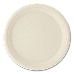 Boardwalk Bagasse PFAS-Free Dinnerware, Plate, 10" dia, Tan, 500/Carton (BWKPLATE10NPFA)
