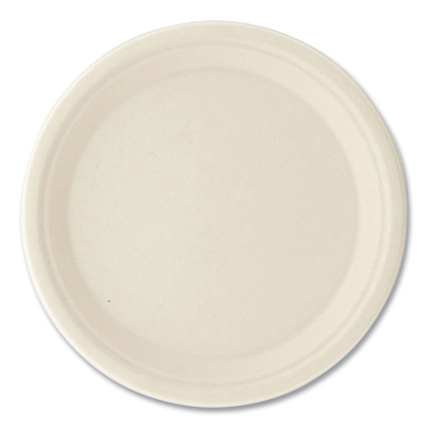Boardwalk Bagasse PFAS-Free Dinnerware, Plate, 10" dia, Tan, 500/Carton (BWKPLATE10NPFA)