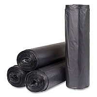 Inteplast Group High-Density Commercial Can Liners, 60 gal, 22 microns, 43" x 48", Black, 150/Carton (S434822K)