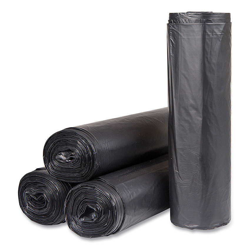 Inteplast Group High-Density Commercial Can Liners, 60 gal, 22 microns, 43" x 48", Black, 150/Carton (S434822K)