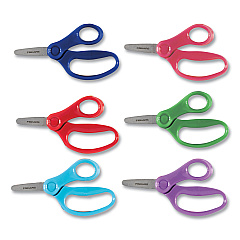 Fiskars Kids Scissors, Rounded Tip, 5" Long, 1.75" Cut Length, Straight Handle, Randomly Assorted Handle Color (1067042)