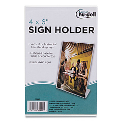 NuDell Clear Plastic Sign Holder, Desktop, 4 x 6 (35446)