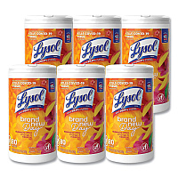 LYSOL Brand Disinfecting Wipes, 7 x 7.25, Mango and Hibiscus, 80 Wipes/Canister, 6 Canisters/Carton (97181)