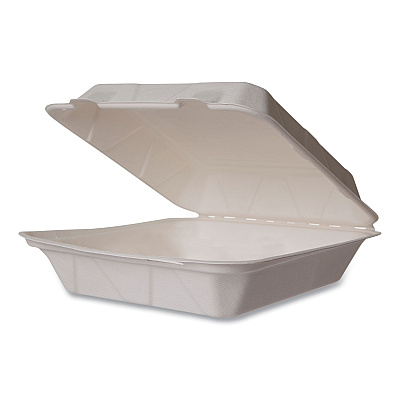 Vegware Nourish Molded Fiber Takeout Containers, Compostable, 9 x 9 x 3, White, Sugarcane, 200/Carton (WH9HW)