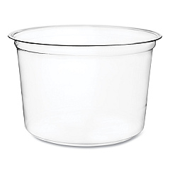 Vegware Round Deli Pots, Compostable, 16 oz, 4.6 Diameter x 3"h, Clear, Plastic, 500/Carton (CFDC16)