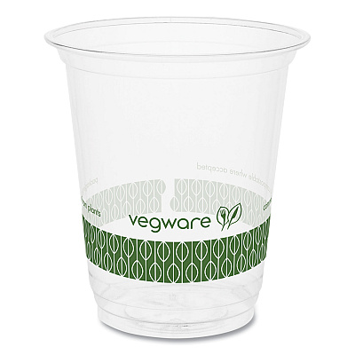 Vegware 76-Series Cold Cup, Compostable, 7 oz, Clear/Green, 1,000/Carton (R200G)