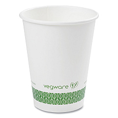 Vegware 89-Series Hot Cup, Compostable, 12 oz, Green/White, 1,000/Carton (LV12G)