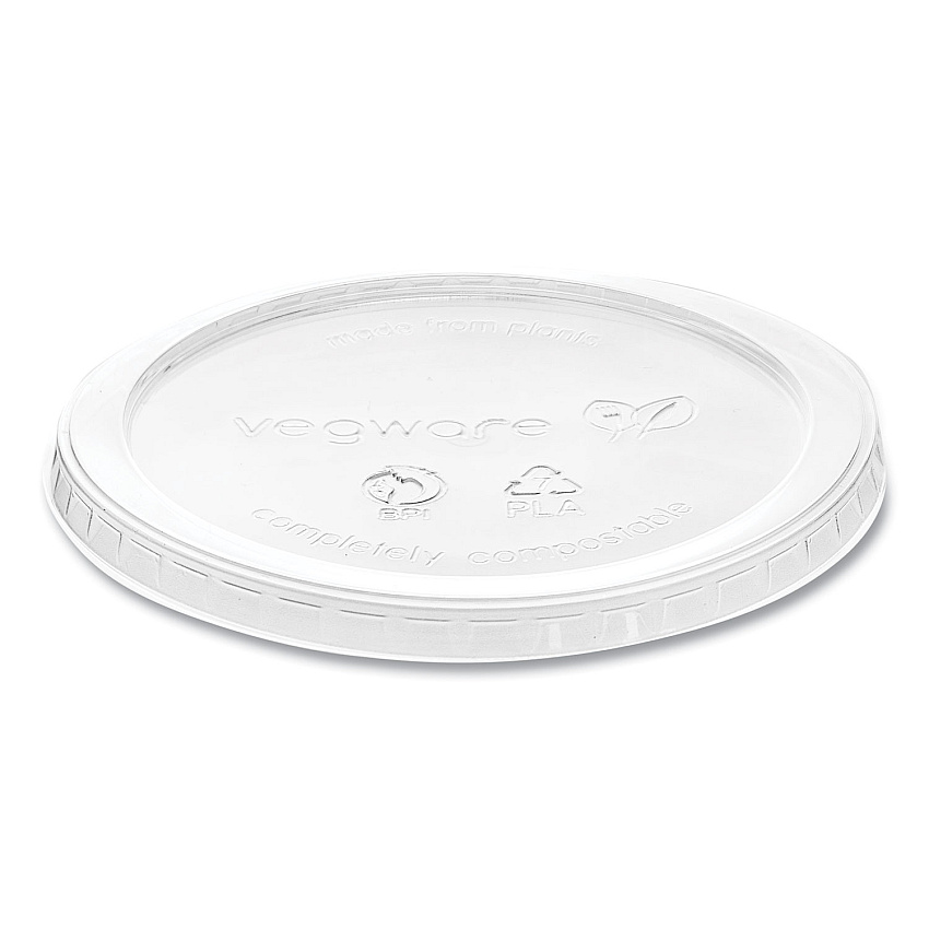 Vegware Round Deli Pot Lids, Compostable, For 8 oz to 32 oz Deli Containers, Plastic, 500/Carton (VDC120H)