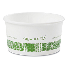 Vegware Soup Containers, Compostable, 6 oz, 3.5" Diameter x 1.7"h, Green/White, Paper, 1,000/Carton (SC06G)