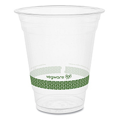 Vegware 96-Series Cold Cup, Compostable, 12 oz, Clear/Green, 1,000/Carton (R360YG)